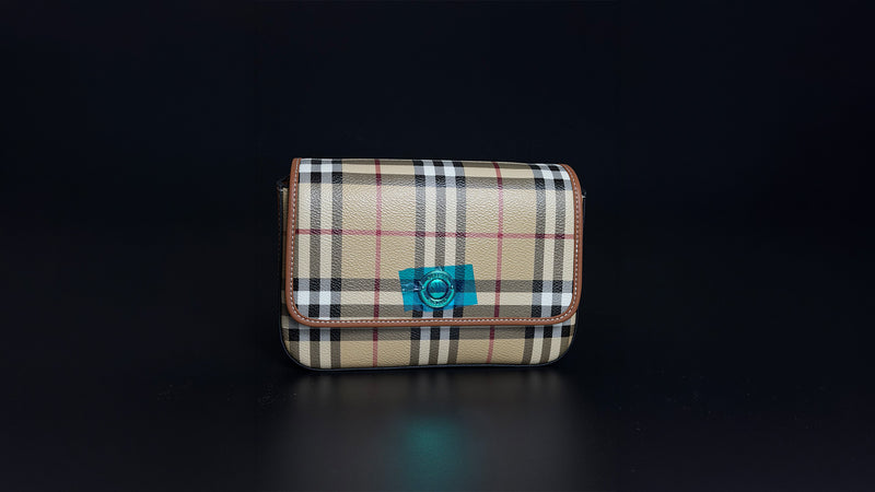 Burberry Check Leather Strap Wallet